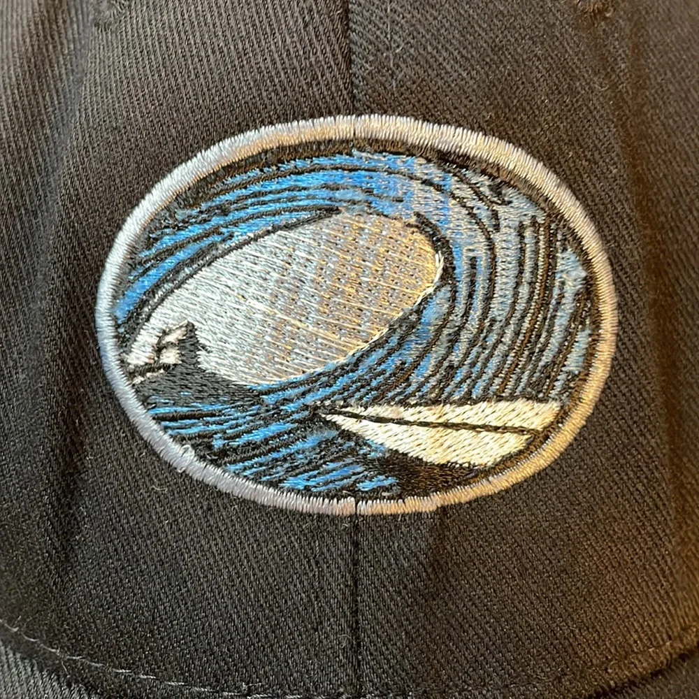 Youth Cotton Blend Cap - Flexfit in Black, Bodega Bay Surf Shack Logo - One Size